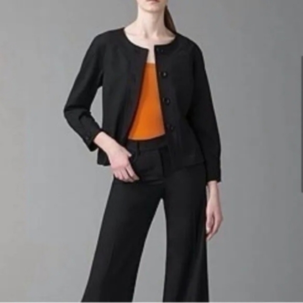 Theory Ayana Black Flouncy Hem Blazer Jacket Size S in Black